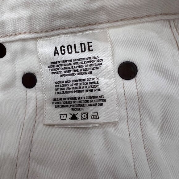 Agolde Riley Cropped Straight-Leg distressed Jeans, white, size 24 - Picture 10 of 11